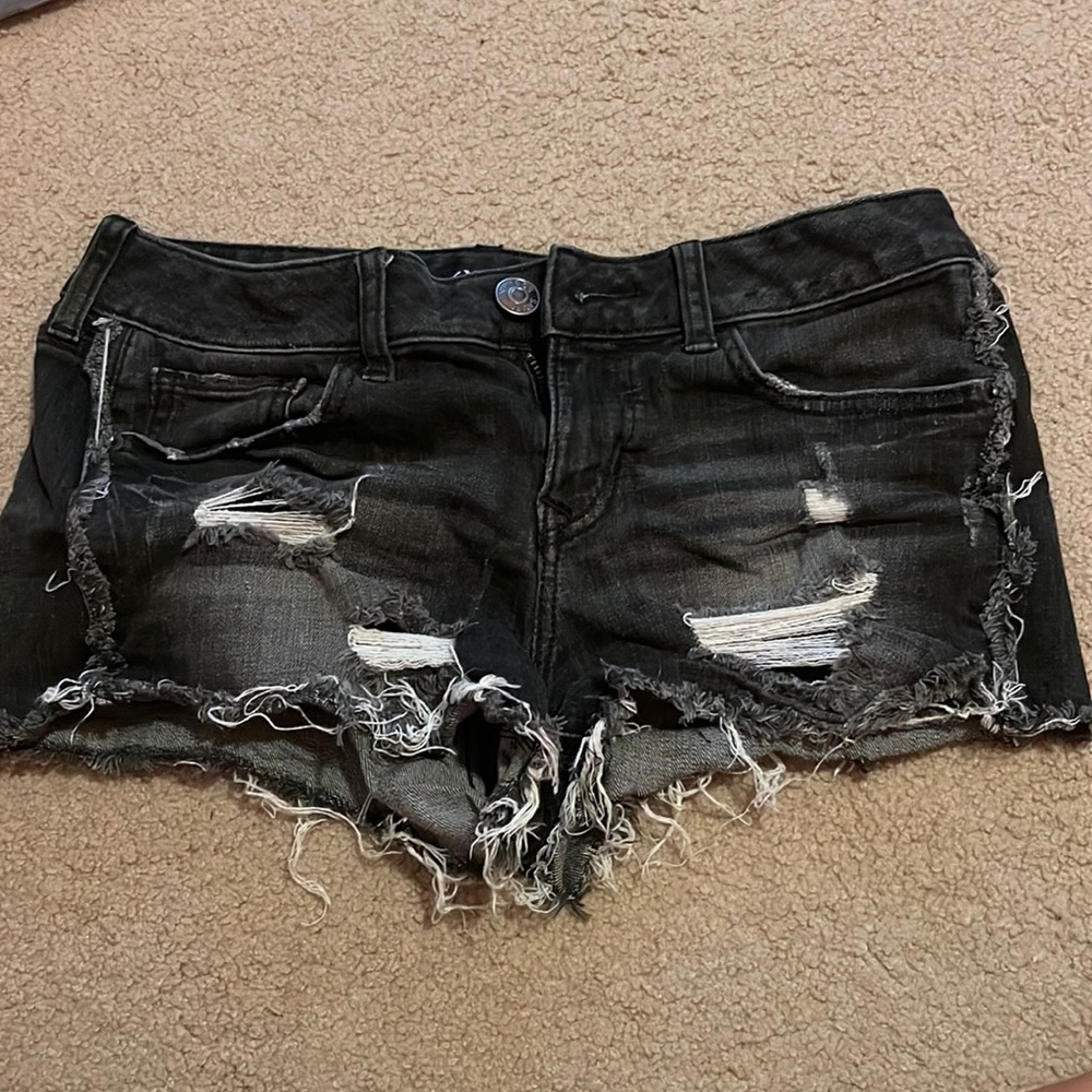 size 0 black jean shorts. never worn